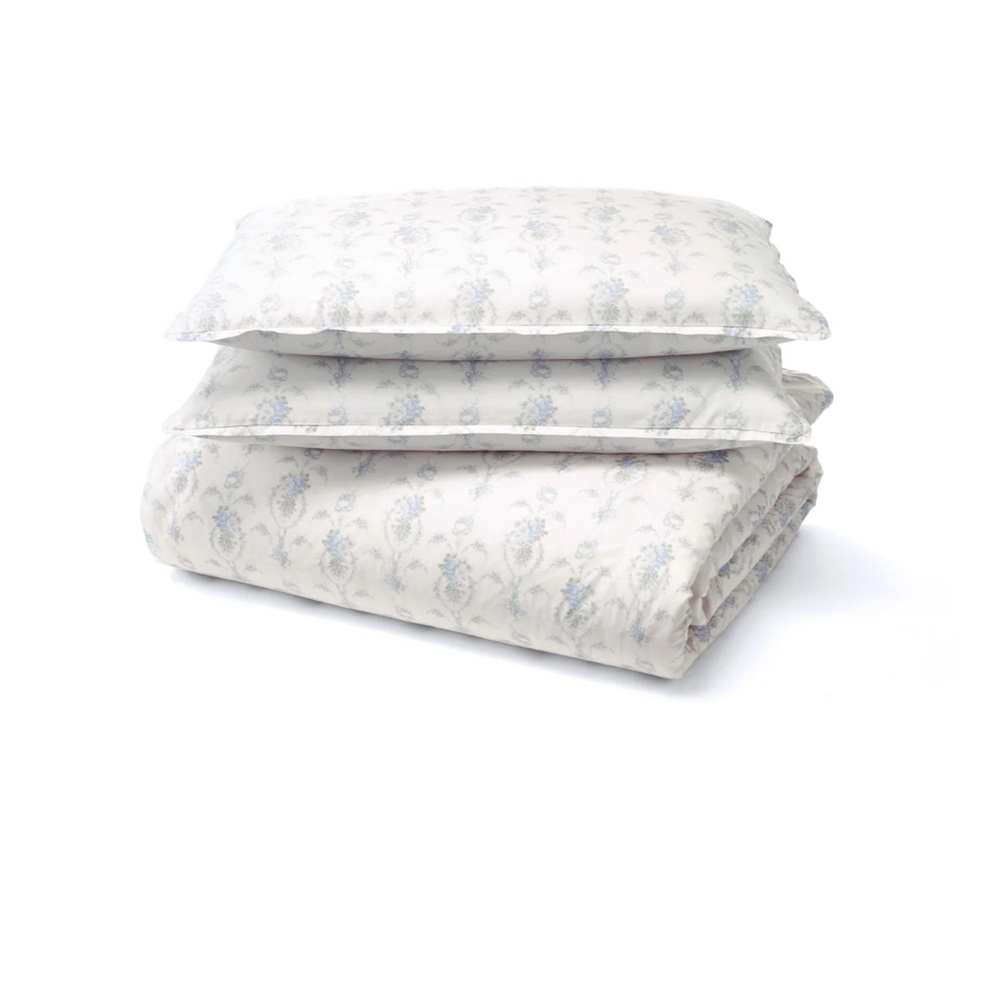 LoveShackFancy LSF Full / Queen Duvet Cover 2 Pillow Shams Blue - Picture 4 of 5
